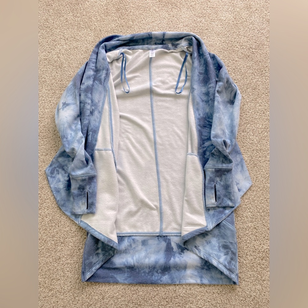 90 Degrees by Reflex, Blue Tie-Dye Open Front Cardigan, Sz. S - Picture 7 of 7